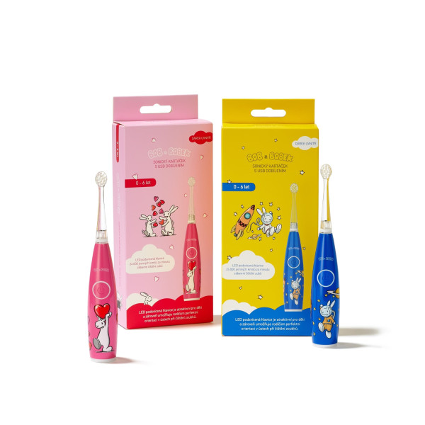 Bob a Bobek baby dětský sonický kartáček s kosmonautem a USB dobíjením, 0-6 let, v krabičce