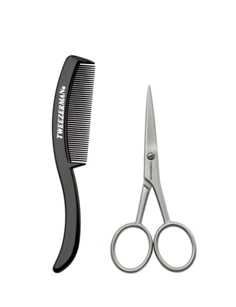 Tweezerman GEAR Moustache hřebínek a nůžky na vousy