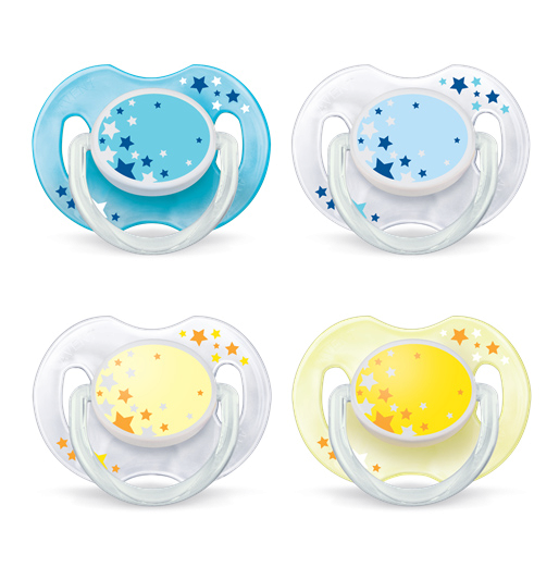 Philips Avent Dudlík orthodontický 0-6M, noční motiv, 2 ks