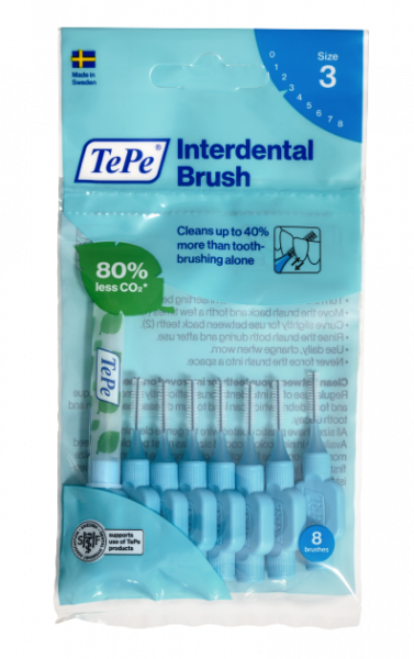 TePe Original mezizubní kartáčky z bioplastu 0,6 mm, modré, 8 ks